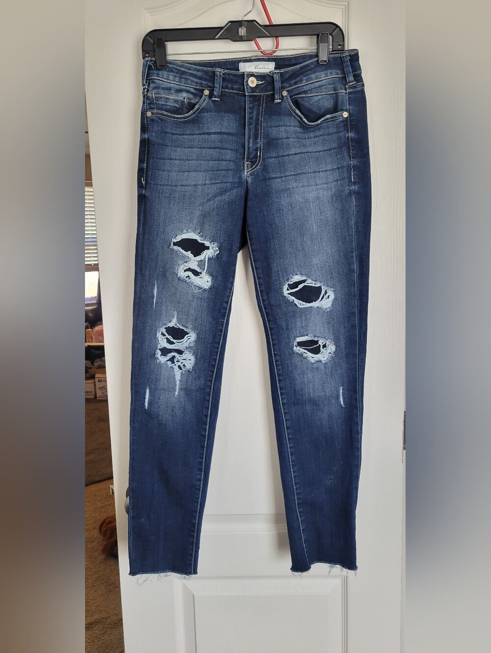 Distressed Dark Blue Women’s Kancan Jeans